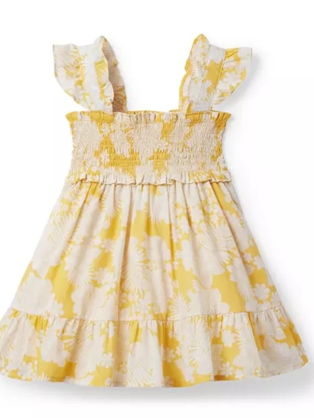 Janie and Jack Yellow and Cream Floral Smocked Sundress